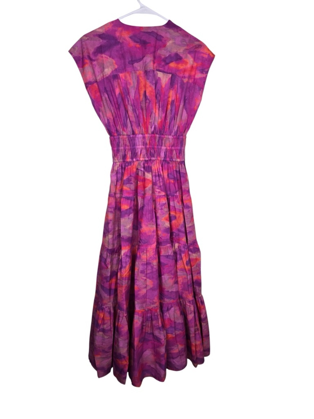 Derek Lam I.O Crosby Tie Dye Maxi Dress Pink Purple Boho Smocked 4 - Picture 6 of 9